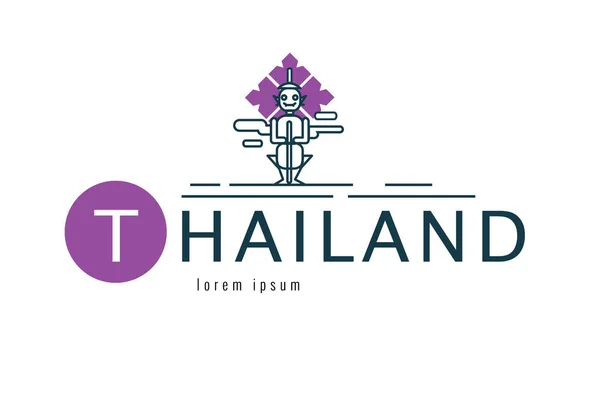 タイのロゴ。大きな巨人のシーン。バンコクの有名なランドマーク. — ストックベクタ