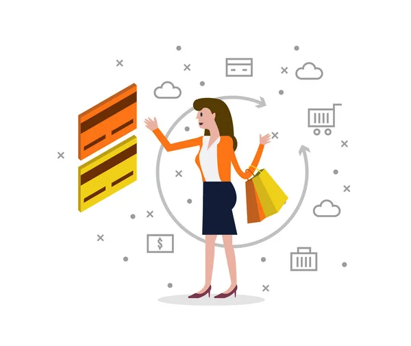 Creditcard en online shopping concept. — Stockvector