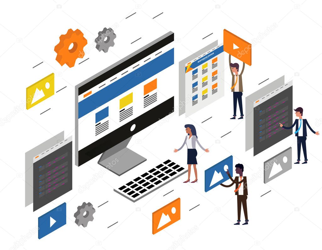 computer desktop UI/UX web design and development concept. 