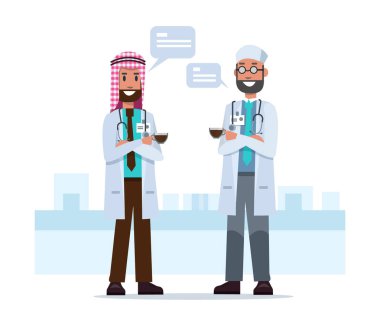 Kahve molası zamanında söz çift Suudi Arap doktorlar. 
