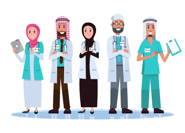 사우디 아랍 의료 팀 개념의 세트. — 스톡 벡터