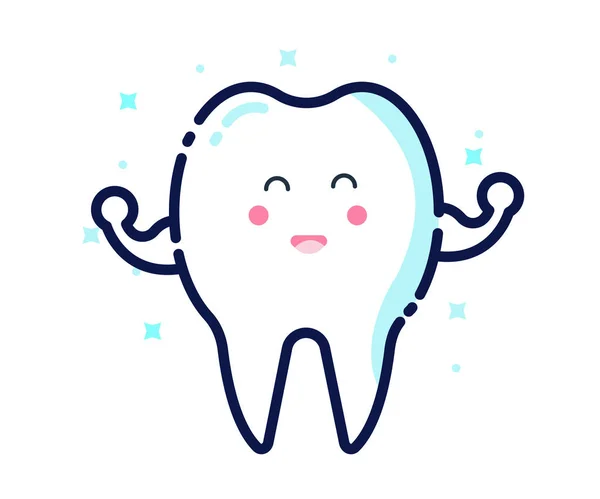 Carácter sano y blanqueador de dientes . — Vector de stock