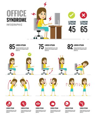 Office Sendromu Infographics. Sağlık ve tıp. 