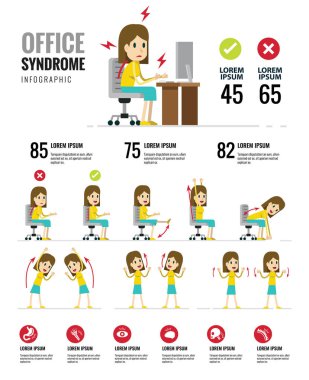 Office syndrome Infographics. Healthcare and medical.  clipart
