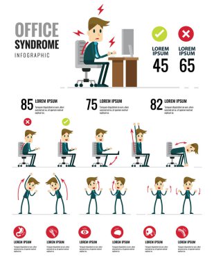 Office syndrome Infographics. Healthcare and medical. clipart
