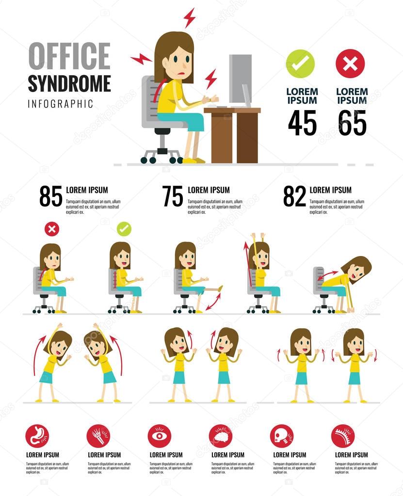 Office syndrome Infographics. Healthcare and medical. 