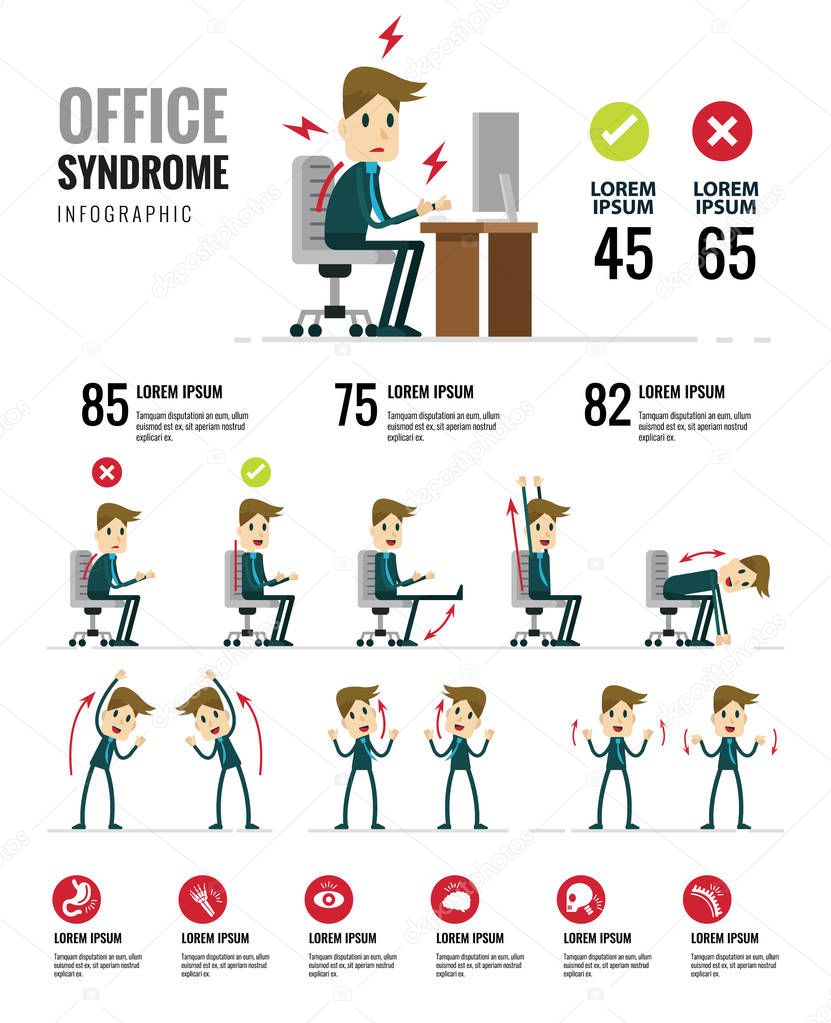 Office syndrome Infographics. Healthcare and medical.