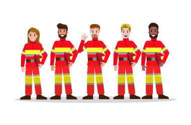 Sets of Firefighting team. clipart