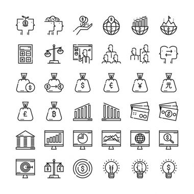 İş Icon set. İnce çizgi simgeler stili.