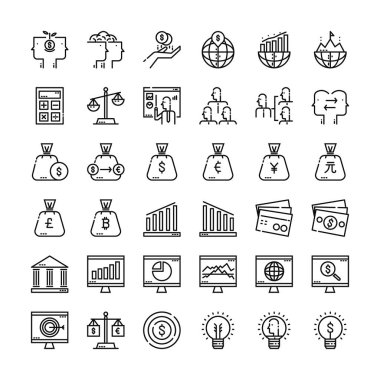 Business Icon set. Thin line icons Style. clipart