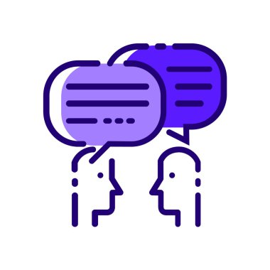 İnsanlar konuşuyor. Mavi düz ince çizgi simgeler. vektör çizim