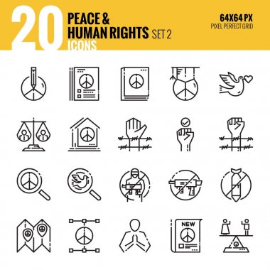 2 barış ve insan hakları Icon set.