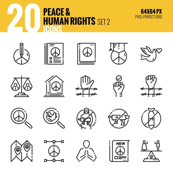 Vrede en mensenrechten pictogrammenset 2. — Stockvector