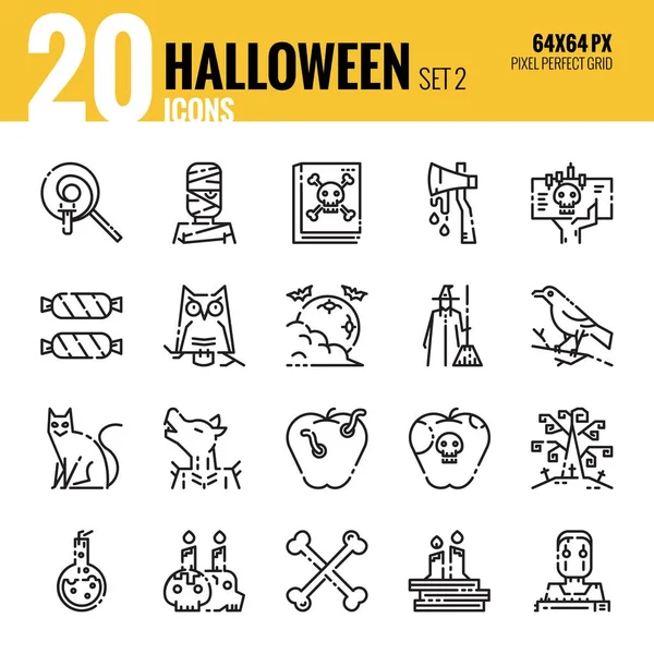 Conjunto de iconos de esquema de Halloween 2 . — Vector de stock