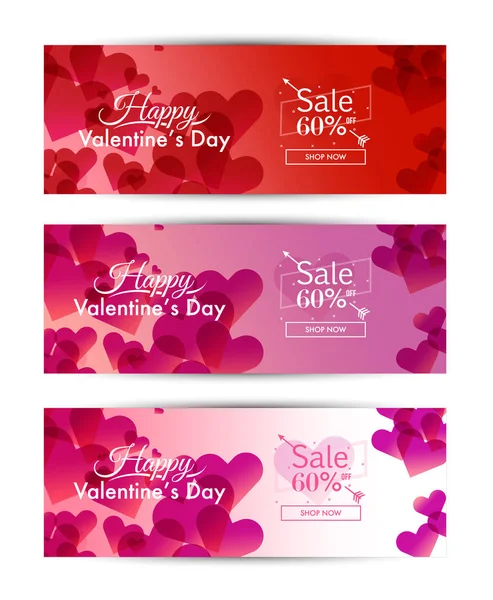 Set di banner per banner social per San Valentino . — Vettoriale Stock