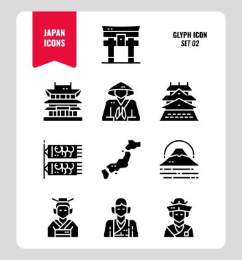 Japonya düz simge seti 2.