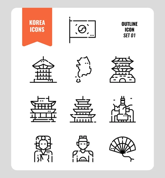 Corea del Sur icono conjunto 1 . — Archivo Imágenes Vectoriales