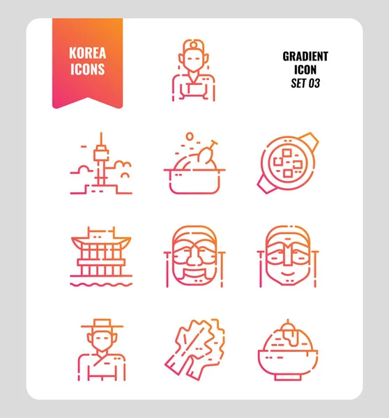 Corea del Sur icono conjunto 3 . — Archivo Imágenes Vectoriales