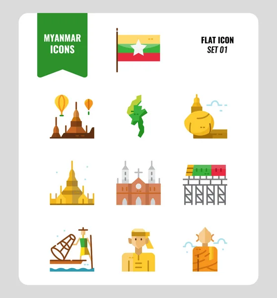 Myanmar icon set 1. — Stock Vector