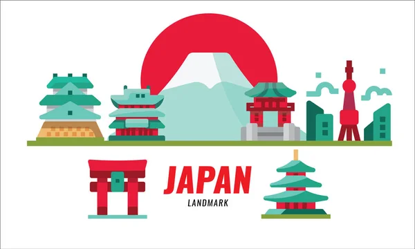 Lugares emblemáticos de Japón . — Vector de stock