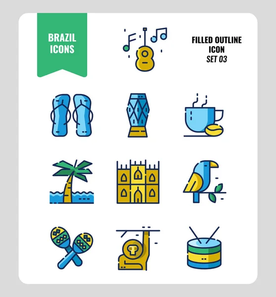 Brazilië icon set 3. — Stockvector