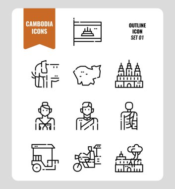 Kamboçya simge seti 1. 