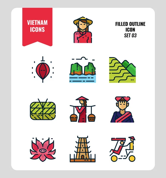 Conjunto de iconos Vietnam 3 . — Archivo Imágenes Vectoriales