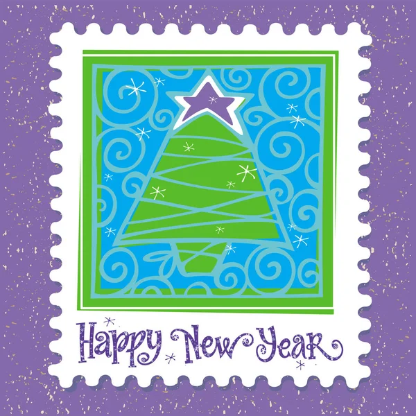 Postcard christmas post stamp — Stock Vector