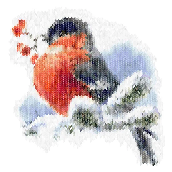 New Year Greetings Card Knitting Bullfinch Print Shirt — Stock Vector