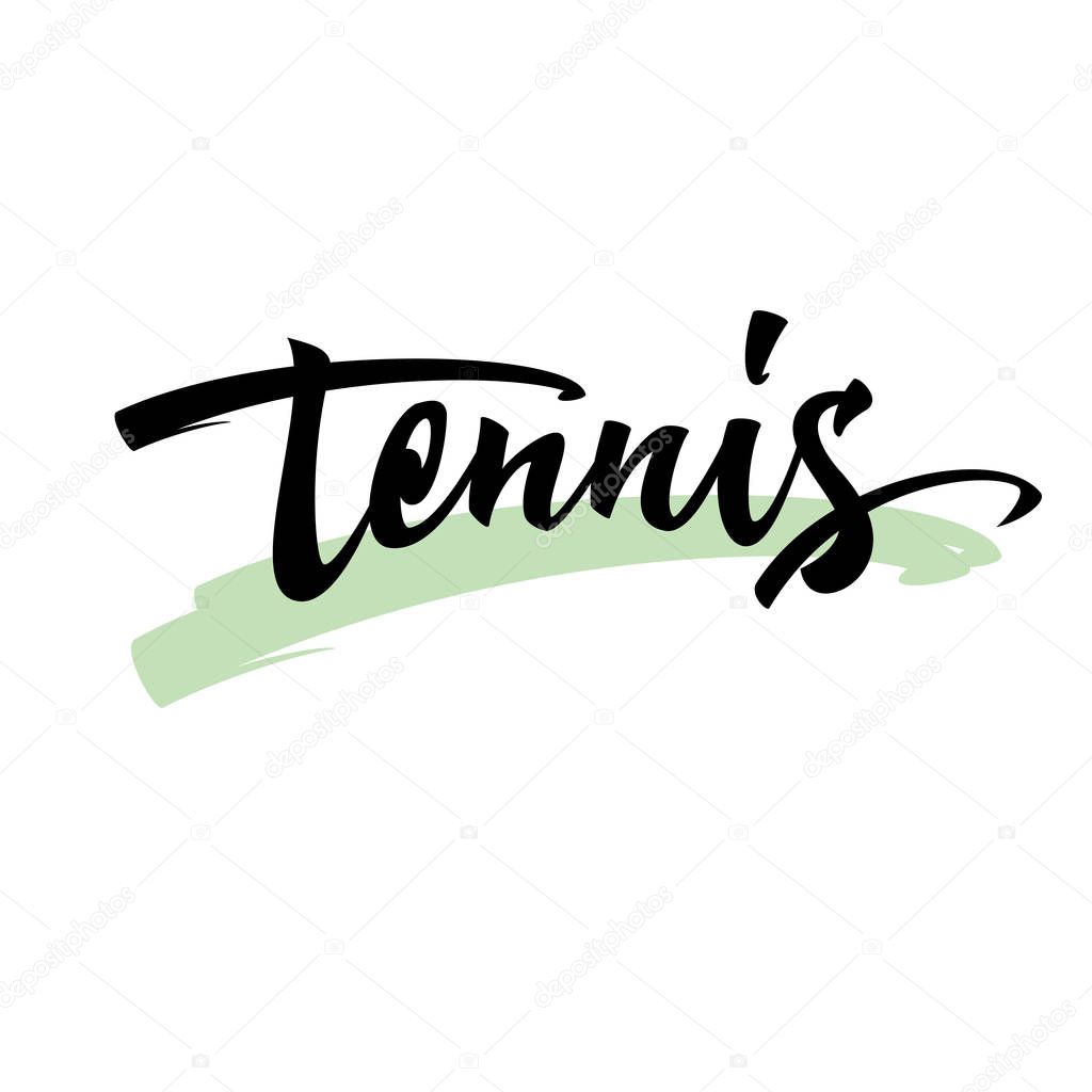 word tennis in lettering style. Print on t-shirt
