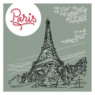 Fransa Eyfel Kulesi çizimi