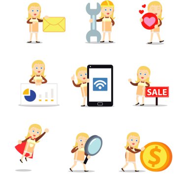 Oktoberfest parti etkinliğinde kadın birası karakteri belirle. Para, zarf, aşk, cep telefonu ile vektör illüstrasyonu