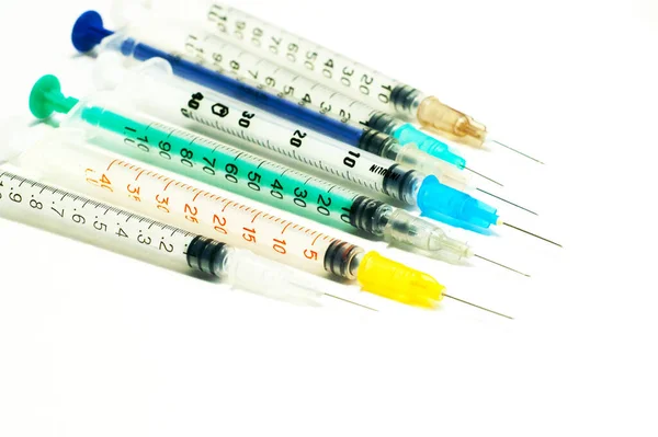 Orvosi Fecskendők Injekciós Fecskendők Vakcinatűvel — Stock Fotó