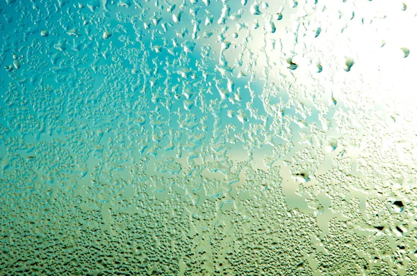 Krople Deszczu Lub Prysznic Parowy Przezroczystym Szklanym Tle Rzeczywiste Czyste — Zdjęcie stockowe