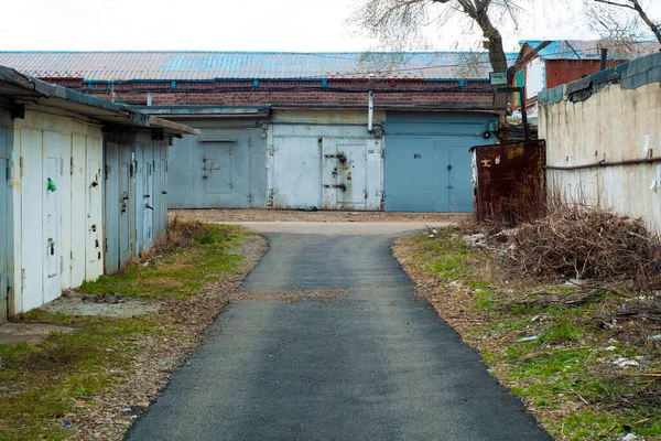 Typical Russian Garages Garages Russia Garage Complex Car Parking Brick — Stock Photo, Image