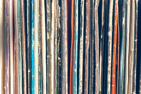 Antecedentes Portadas Discos Vinilo Montón Fundas Vintage Multicolores — Foto de Stock