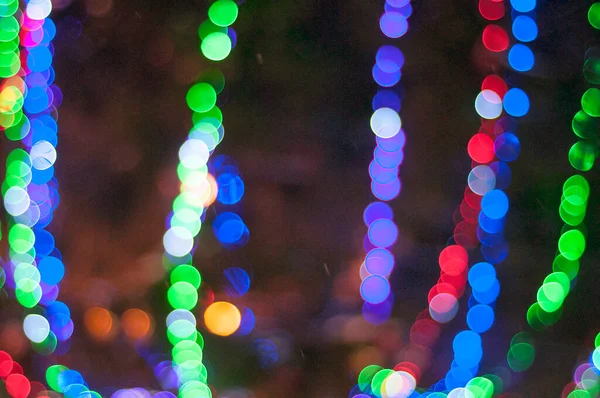 Girlanden Leuchten Defokussiert Bokeh Girlande Das Konzept Der Winterferien — Stockfoto