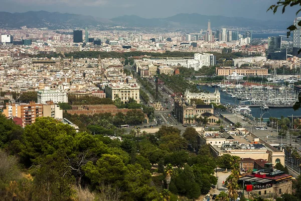 Città Parco Montagne Strade Case Dall Alto — Foto Stock