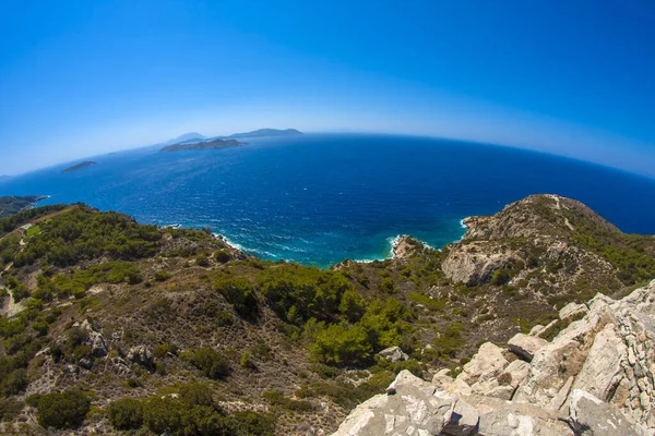 Beautiful View Sea Mountains Island Rhodes — Stock Photo, Image