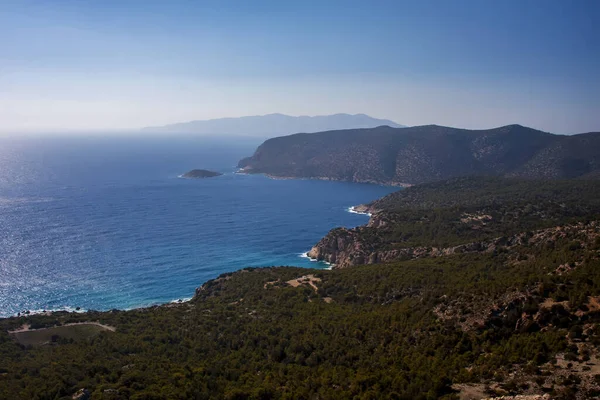 Beautiful View Sea Mountains Island Rhodes — Stock Photo, Image