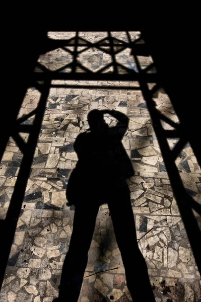 My shadow in an abandoned building