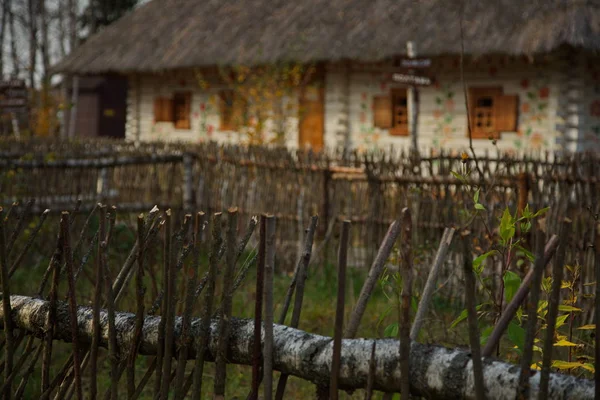 Recinzione Vimini Tyn Nel Villaggio Ucraino — Foto Stock