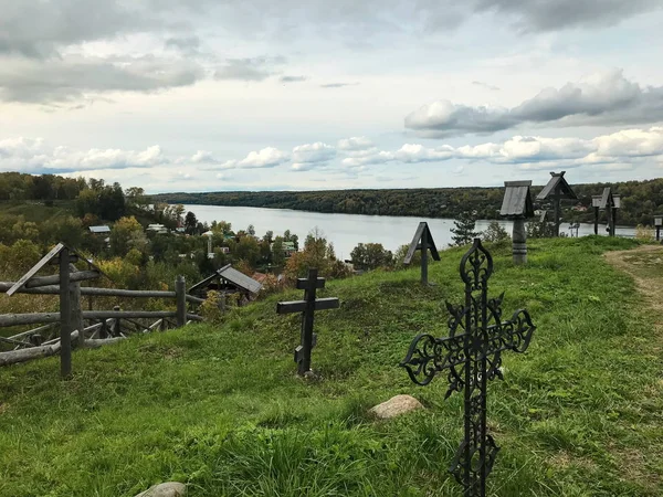 Vista Del Río Volga Desde Lado Del Antiguo Cementerio Comerciantes — Foto de Stock