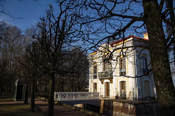 Palacio Verano Orillas Del Golfo Finlandia Peterhof Rusia — Foto de Stock