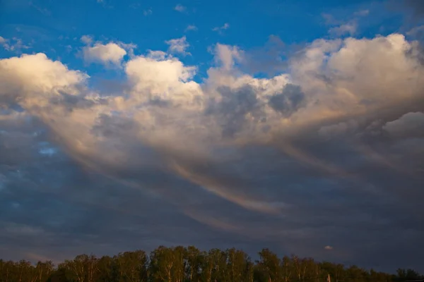 Zonsondergang Lucht Boven Het Land Nederzetting Moskou Regio Rusland — Stockfoto