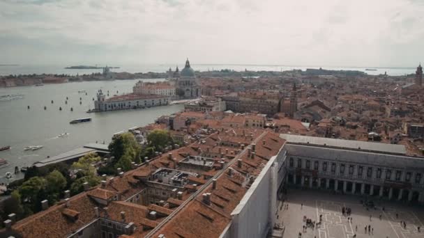 Luftaufnahme von Venedig, Markierung des Quadrats. Piazza San Marco — Stockvideo