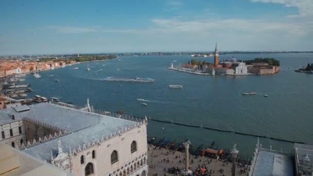 View of San Giorgio Maggiore island Basilica from San Marco square Chiesa di San Giorgio Maggiore, Venice, Italy — Stock Video