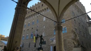 Florence, Nisan 2017: Yineleme, Suriye Palmyras Arch, zaferle Piazza della Signoria yakınındaki eski Sarayı Palazzo Vecchio, Florence, Toskana, İtalya Nisan 2017 üzerinde