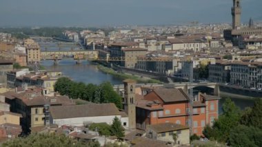 gün batımında, İtalya Floransa hava panoramik manzaralı