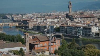gün batımında, İtalya Floransa hava panoramik manzaralı
